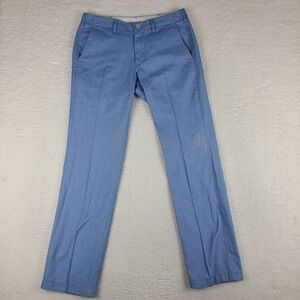Bonobos Pants Mens 31x32 Blue Straight Leg Chambray Dress Slacks‎ *